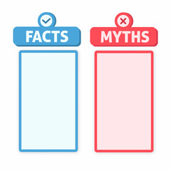Myths facts. Speech bubble icons. Vector illustration on white background.
