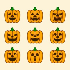 cute pumpkin fruit ghost cartoon design for stickers