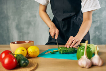 Cook lunch at home vegetarian food salad