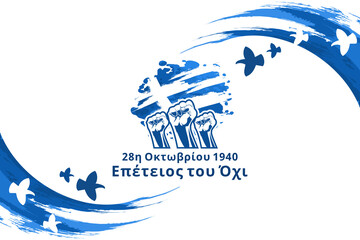 Translation: October 28, 1940, Anniversary of NO. Happy Ohi Day or Oxi Day vector illustration. Public holidays in Greece. Suitable for greeting card, poster and banner.