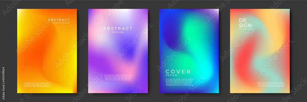 Fototapete Blurred backgrounds set with modern abstract blurred color gradient patterns. Templates collection for brochures, posters, banners, flyers and cards. Vector illustration.