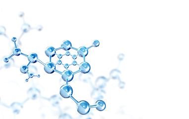 Horizontal banner with models of abstract molecular structure