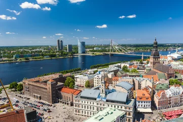 Poster View at Riga centre and a river Daugava in Latvia © Fyle