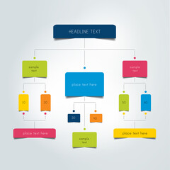 Infographics flowchart. Colored shadows scheme.