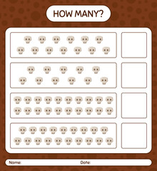 How many counting game with skull. worksheet for preschool kids, kids activity sheet