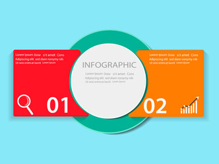 Infographic template two options, process or step for business
