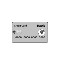Credit cards. Black card. Front side template. Money, payment symbol. Vector illustration