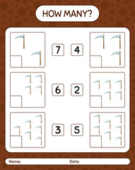 How many counting game with scythe. worksheet for preschool kids, kids activity sheet