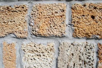 Shell stone wall texture close up