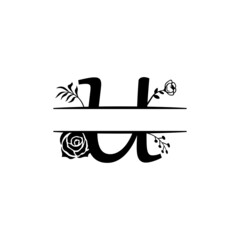 Initial U Decorative Monogram Split Letter Vector