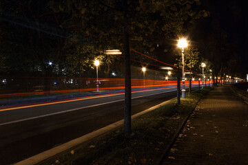 car light trails in the city