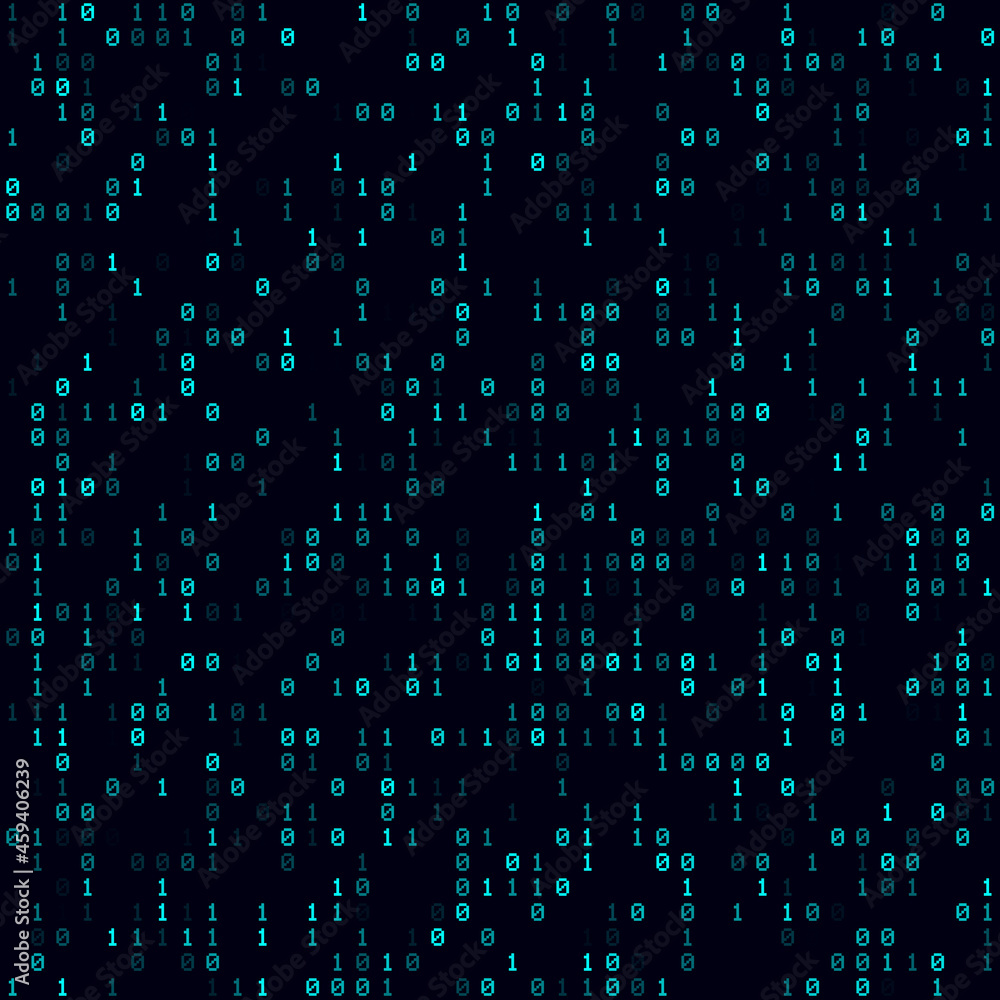 Poster matrix background. cyan sparse binary background. medium-sized seamless pattern. awesome vector illu