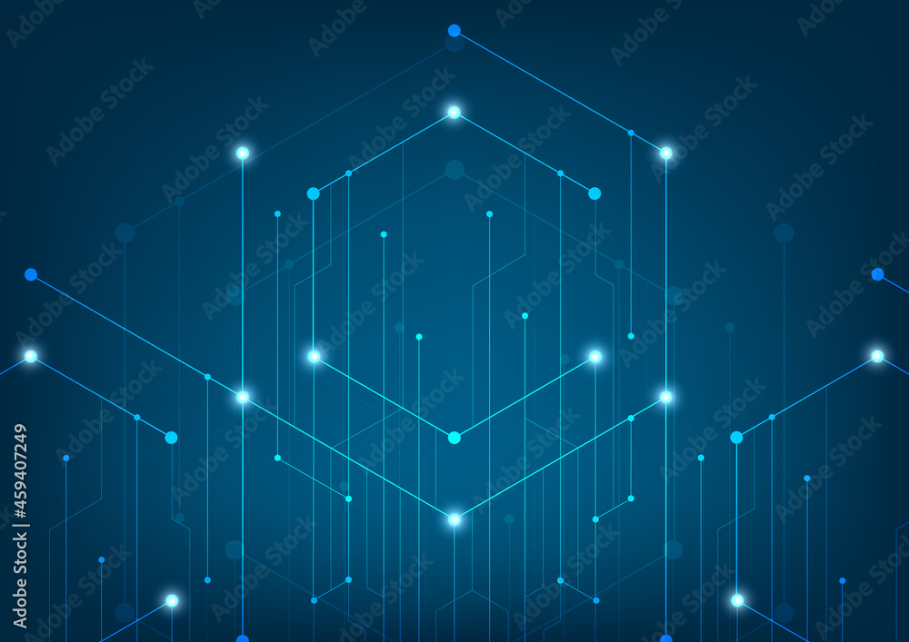 Poster abstract lines and dots connect background. technology connection digital data and big data concept.