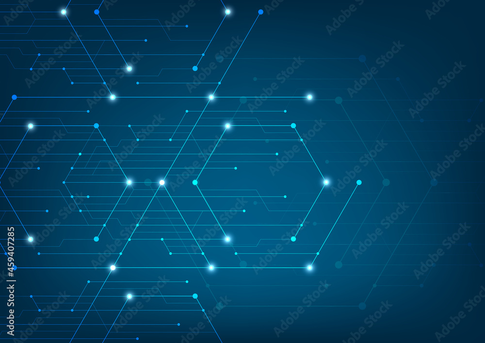 Poster abstract lines and dots connect background. technology connection digital data and big data concept.