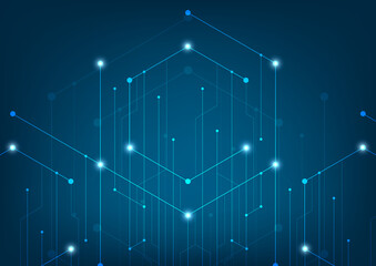 Abstract lines and dots connect background. Technology connection digital data and big data concept.