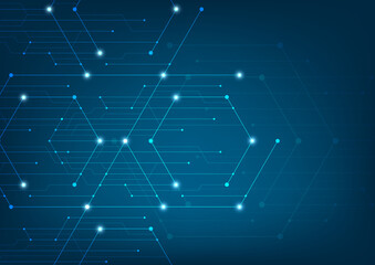 Obraz premium Abstract lines and dots connect background. Technology connection digital data and big data concept.