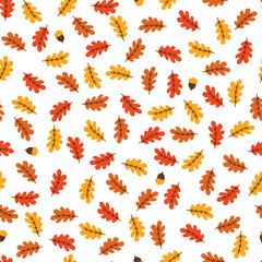 Seamless pattern with autumn oak leaves