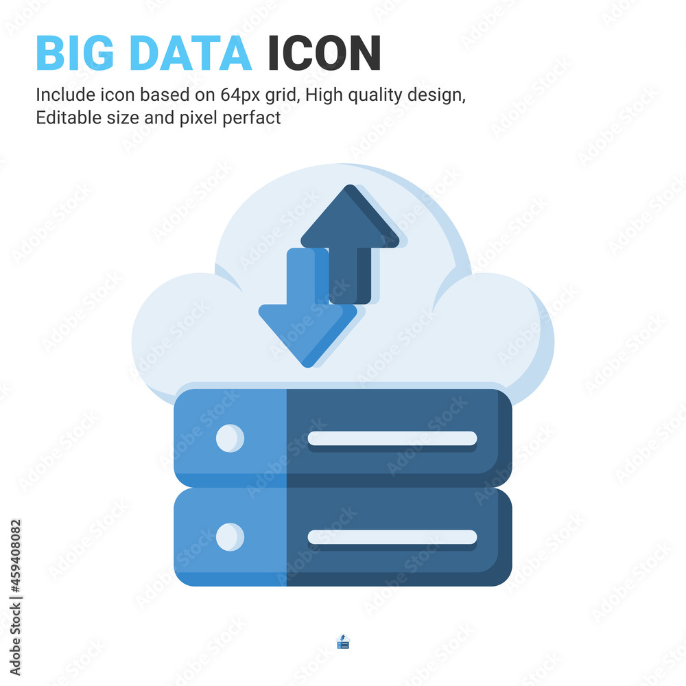 Poster big data icon vector with flat color style isolated on white background. vector illustration data se