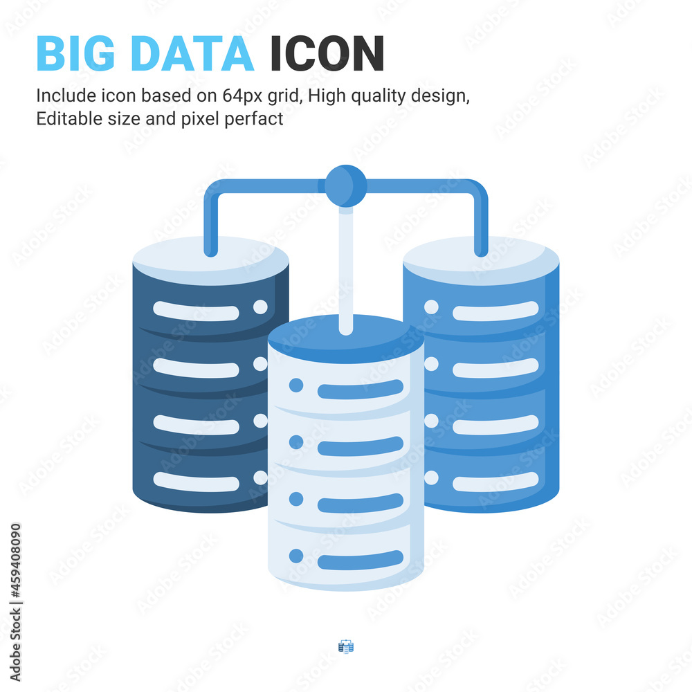 Poster big data icon vector with flat color style isolated on white background. vector illustration data se