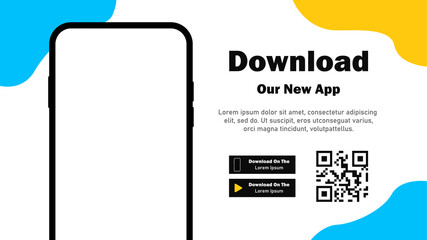 Mobile App. Download app. Banner page for downloading a mobile application. Smartphone blank screen for your applications. 