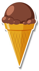 Chocolate ice-creame in the waffle cone sticker
