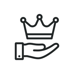 Crown on hand icon design isolated on white background. Vector illustration