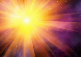 sun rays flash in space background