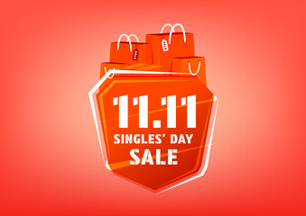11.11 Singles day sale poster or flyer design. Global shopping day online sale.