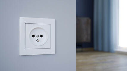 Electrical outlet on the wall, 3d illustration 
