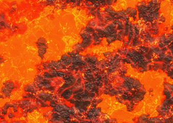 Obraz na płótnie Canvas heat red lava texture of eruption volcano
