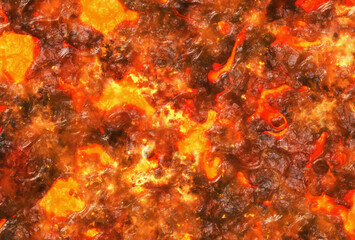 Obraz na płótnie Canvas heat red lava of eruption volcano