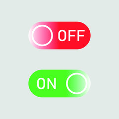 On and Off toggle switch buttons. Switch gradient icon. Flat UX UI design vector element set for website or mobile app. Web colored toggle template