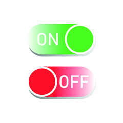 On and Off toggle switch buttons. Switch gradient icon. Flat UX UI design vector element set for website or mobile app. Web colored toggle template