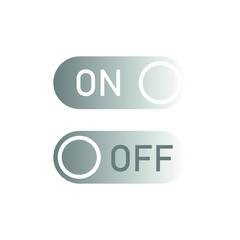 On and Off toggle switch buttons. Switch silver gradient icon. Flat UX UI design vector element set for website or mobile app. Web colored toggle template