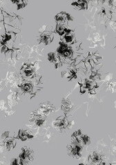 seamless water color dahlia gray ground