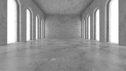 Fototapeta na wymiar Dark Concrete Wall Architecture. Empty Room