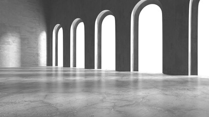 Dark Concrete Wall Architecture. Empty Room