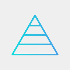 Vector illustration of pyramid chart icon in blue style for any projects