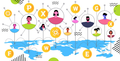 people sending and receiving digital coins mining virtual money cryptocurrency exchange banking transaction © mast3r