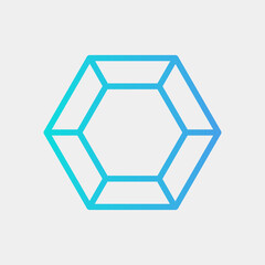 Vector illustration of hexagon icon in blue style for any projects