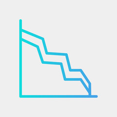 Vector illustration of area chart icon in blue style for any projects