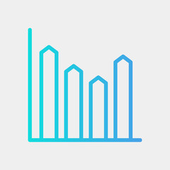 Vector illustration of bar chart icon in gradient style for any projects