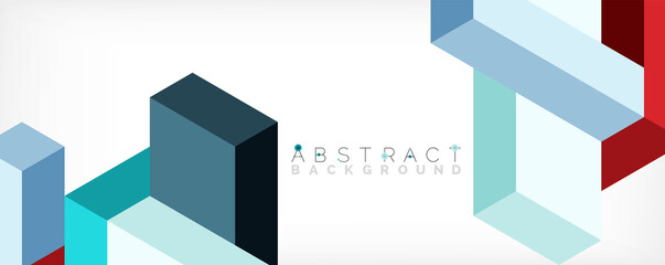 Abstract background. 3d cubes, cubic elements and blocks. Techno or business concept for wallpaper, banner, background, landing page