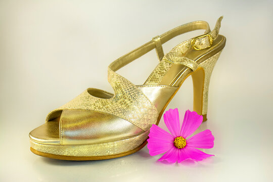 women's golden high heel sandal