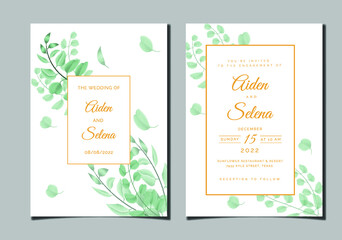 Beautiful digital Hand-painted Feminine watercolor Premium floral and leaves Wedding Invitation Card