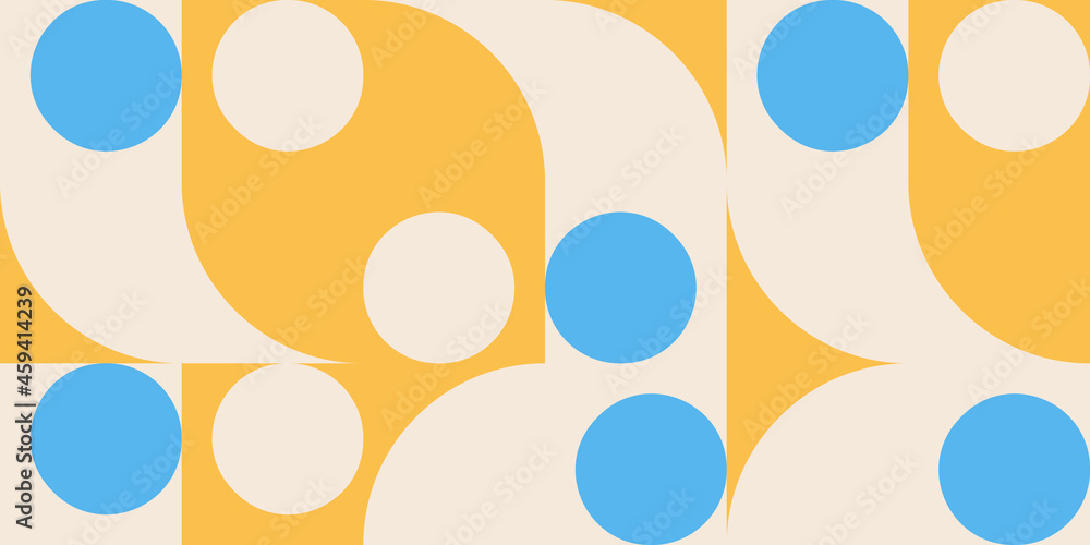Aufkleber Modern vector abstract  geometric background with circles, rectangles and squares  in retro scandinavian style. Pastel colored simple shapes graphic pattern. Abstract mosaic artwork.