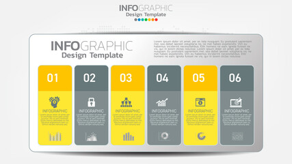 Infograph steps color element with arrow, chart diagram, business online marketing concept.