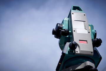 Theodolite instrument for measuring land angles during construction.