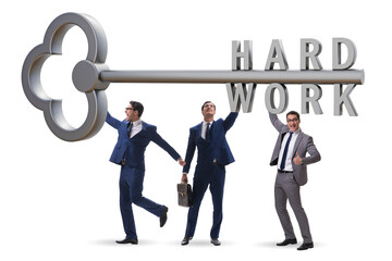 Concept of hard work with key and businessman