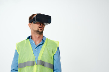 Builder professional work uniform virtual reality glasses